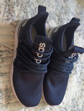 adidas Navy Knit Sneakers with White Speckled Sole